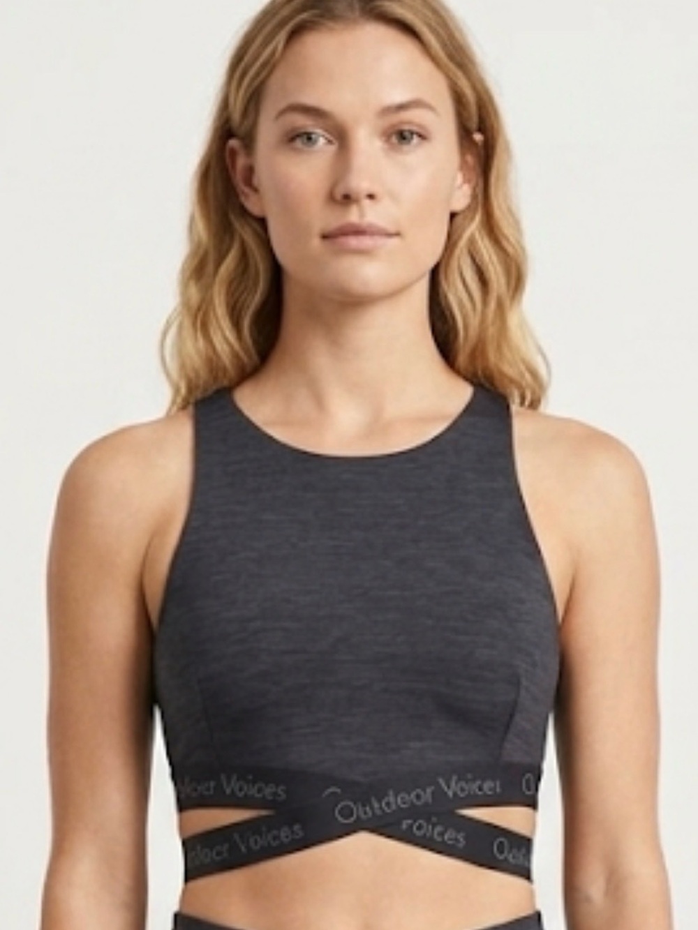 Outdoor Voices In Night Space Gray Wrap Around Band Sports Bra/Top Sz Medium